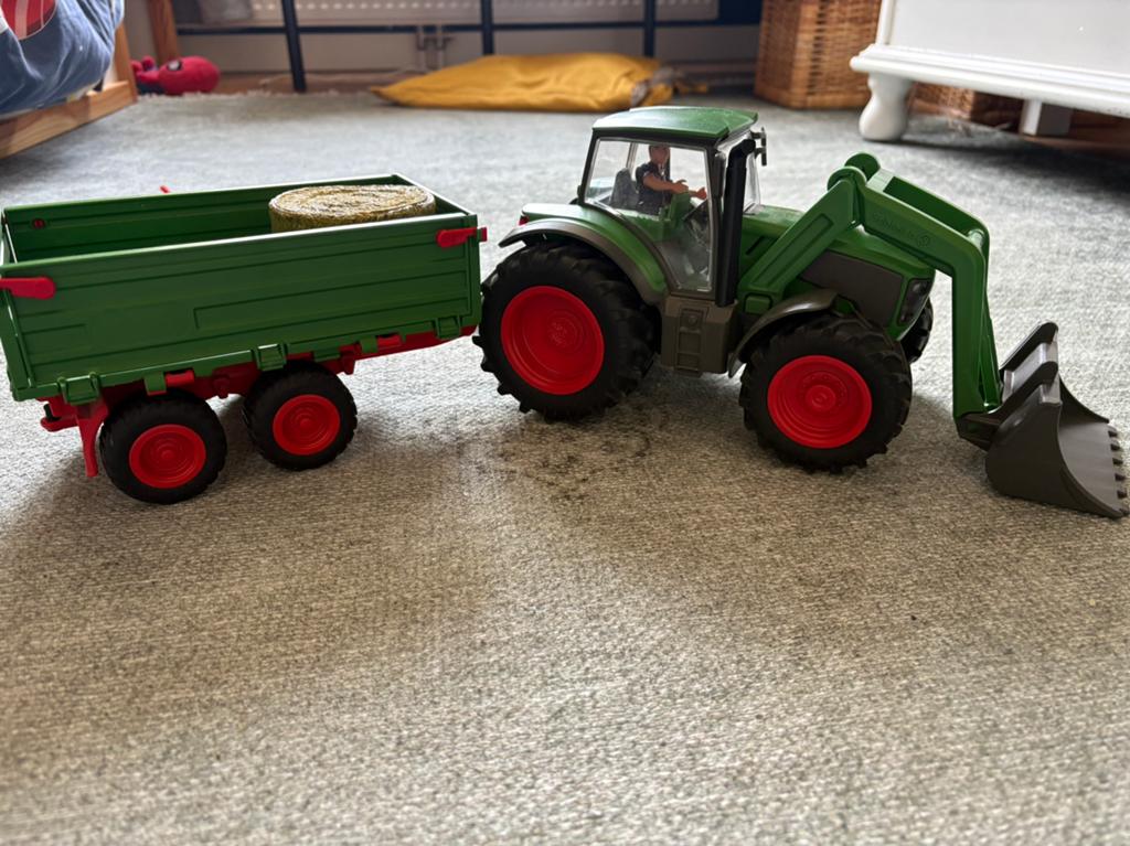 Schleich tractor met kar, Ophalen of Verzenden, Zo goed als nieuw, Tractor of Landbouw