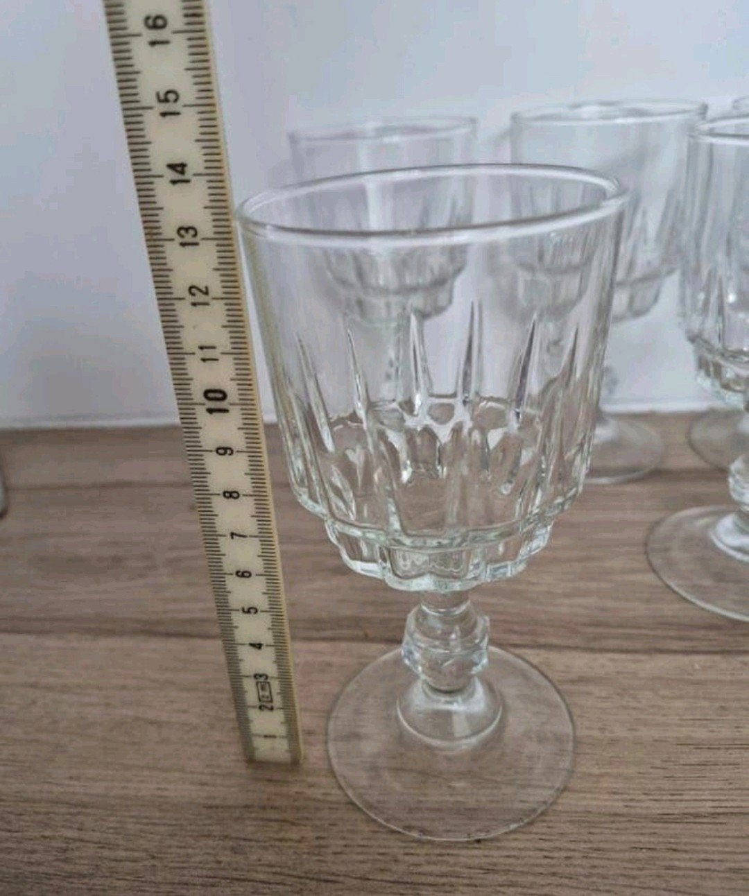Set van 6 vintage glazen op voet, Antiek en Kunst, Antiek | Glas en Kristal, Ophalen of Verzenden