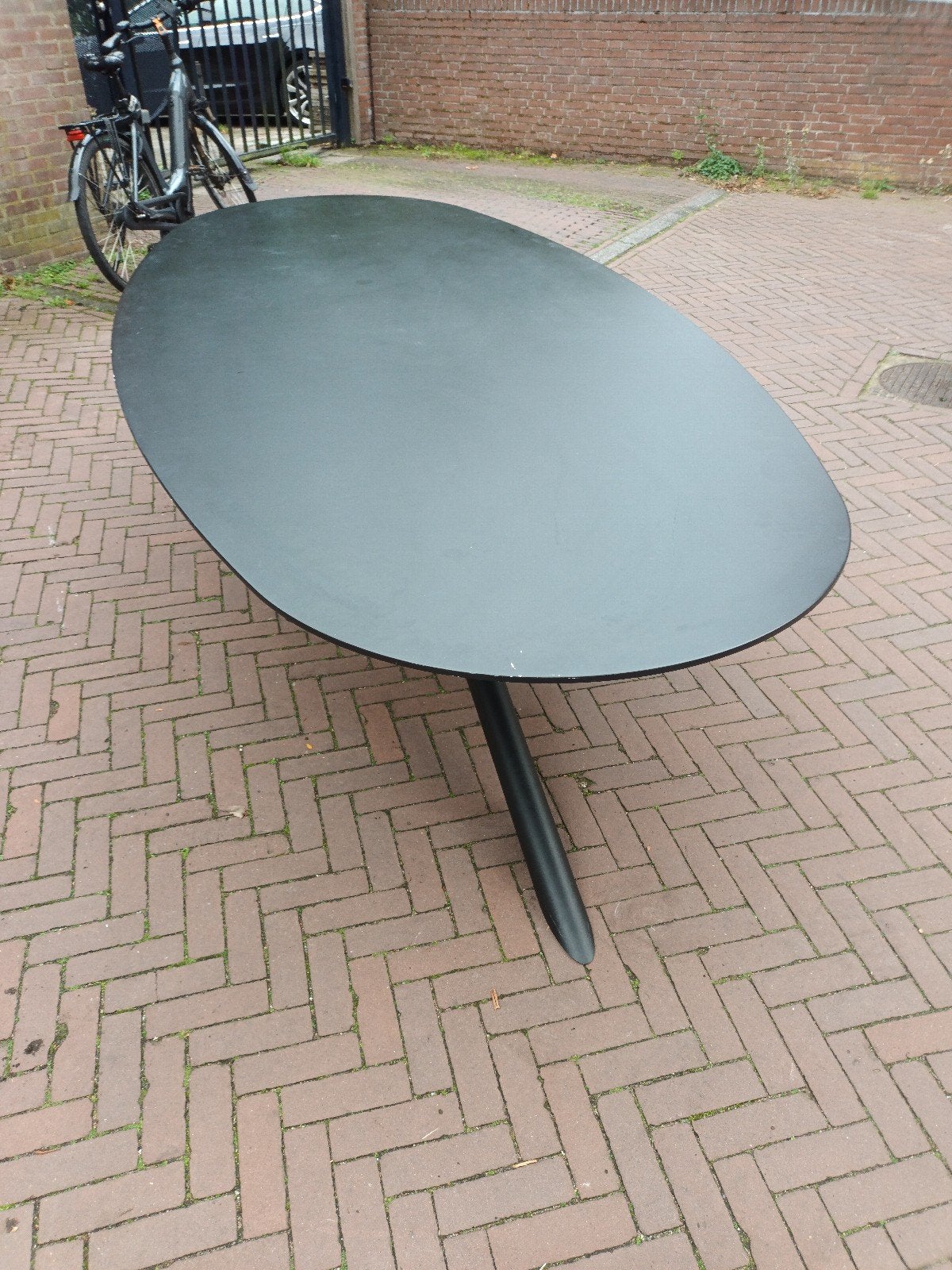 Eettafel vergadertafel tafel zwart mdf staal 280 bij 130, Ophalen, Overige materialen, Gebruikt, 100 tot 150 cm