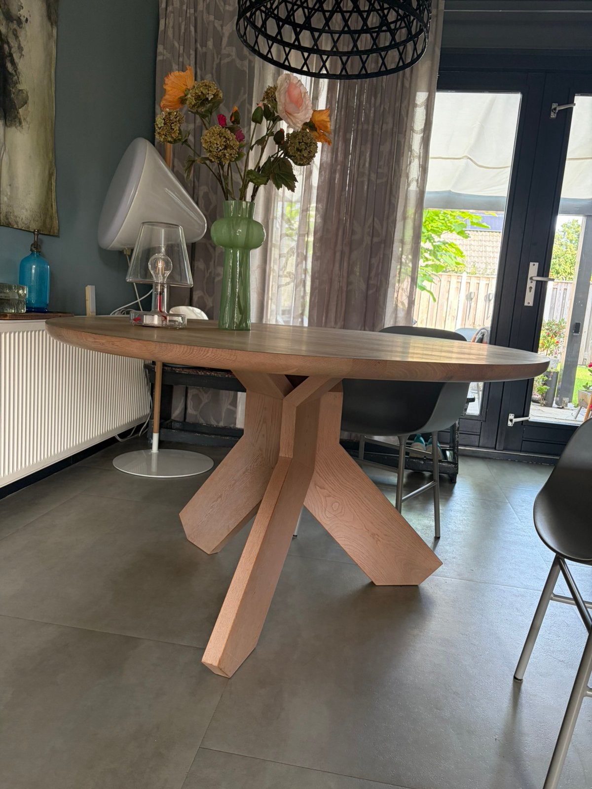 Ronde Pilat en Pilat tafel 1.30, Eikenhout, Zo goed als nieuw, Rechthoekig, 50 tot 100 cm