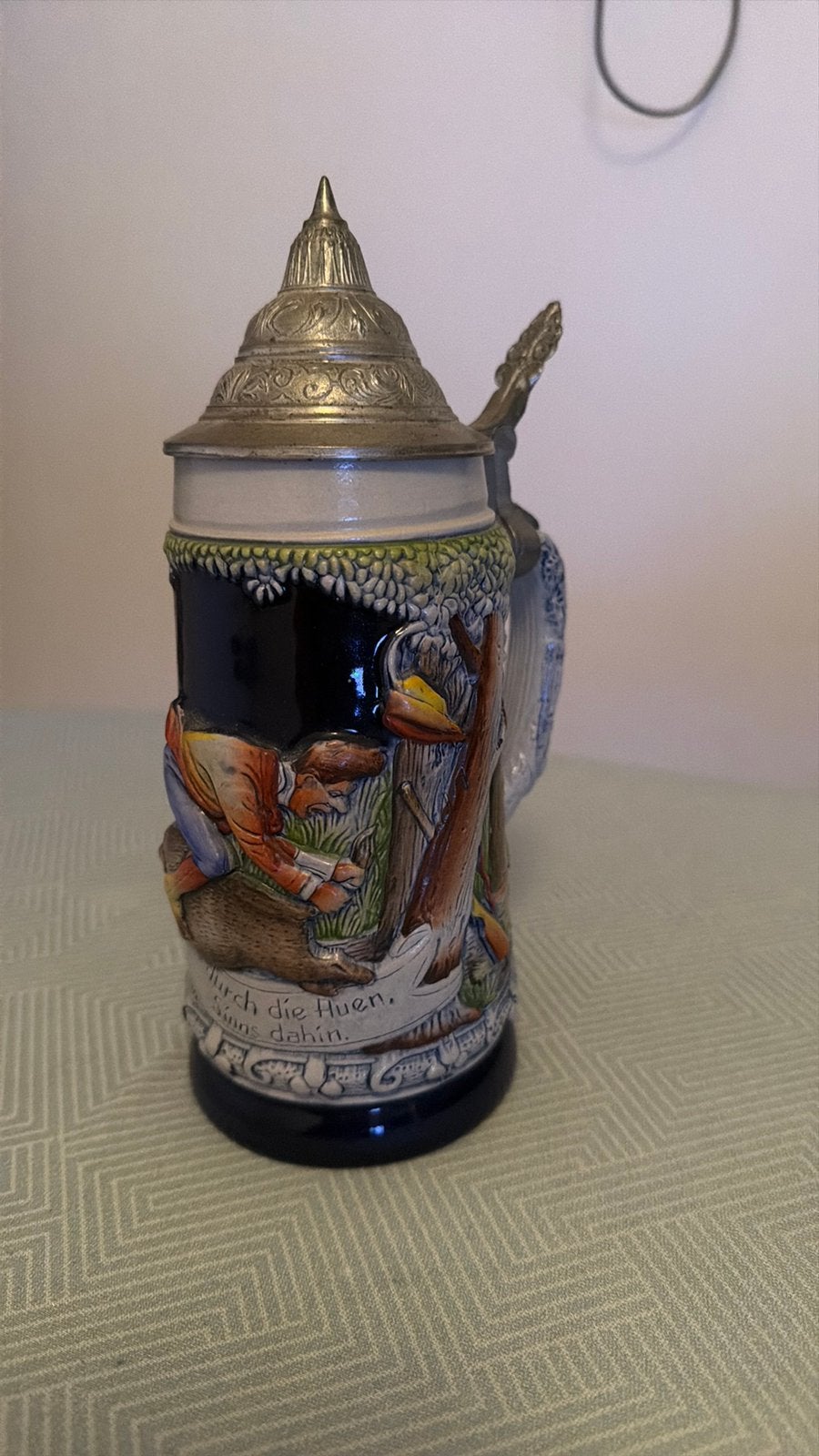 Bierpul met tinnen deksel, original King, Verzamelen, Ophalen of Verzenden, Zo goed als nieuw