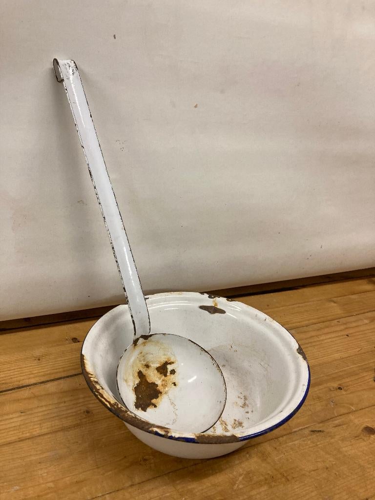 🥣 lepel en kom emaille, Ophalen of Verzenden, Gebruikt