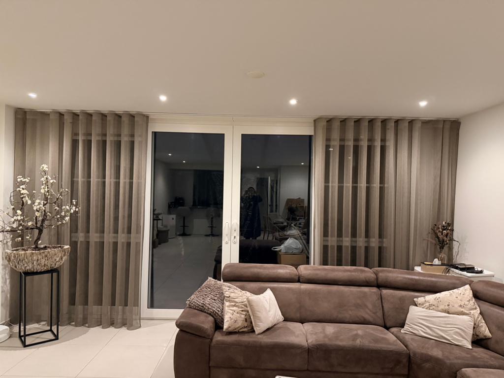 Elegante taupe gordijnen voor schuifpui, Ophalen, 100 tot 150 cm, Bruin, 200 cm of meer