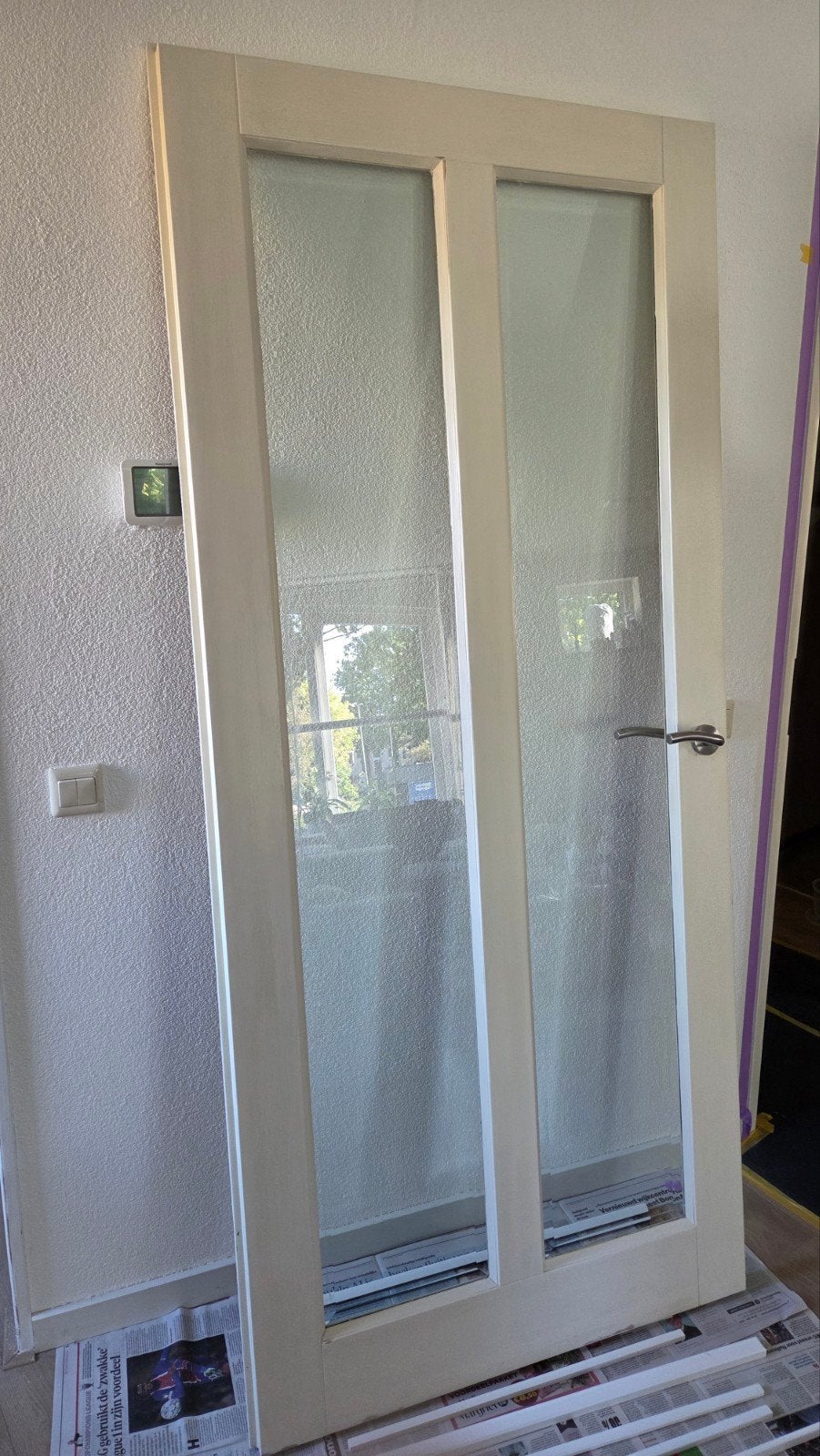 Opdek binnendeur (211,5 x 93) met facetglas, Ophalen, Gebruikt, Binnendeur, Glas