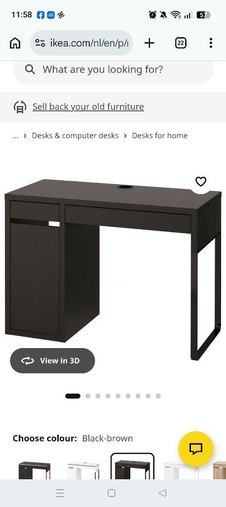 IKEA MICKE Bureau zwart, Huis en Inrichting, Bureaus, Zwart, 105 cm, Spaanplaat of MDF, 50 cm