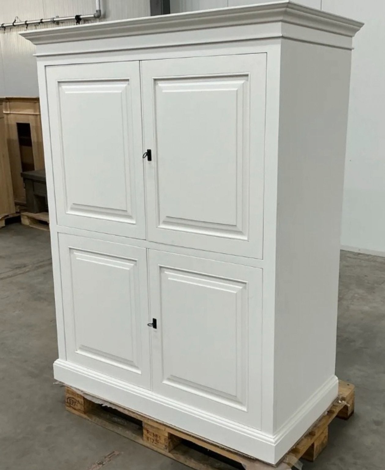 Landelijke Wit Massief Eiken PC/TV Kast, Huis en Inrichting, Ophalen, Met deur(en), 100 tot 150 cm, Eikenhout