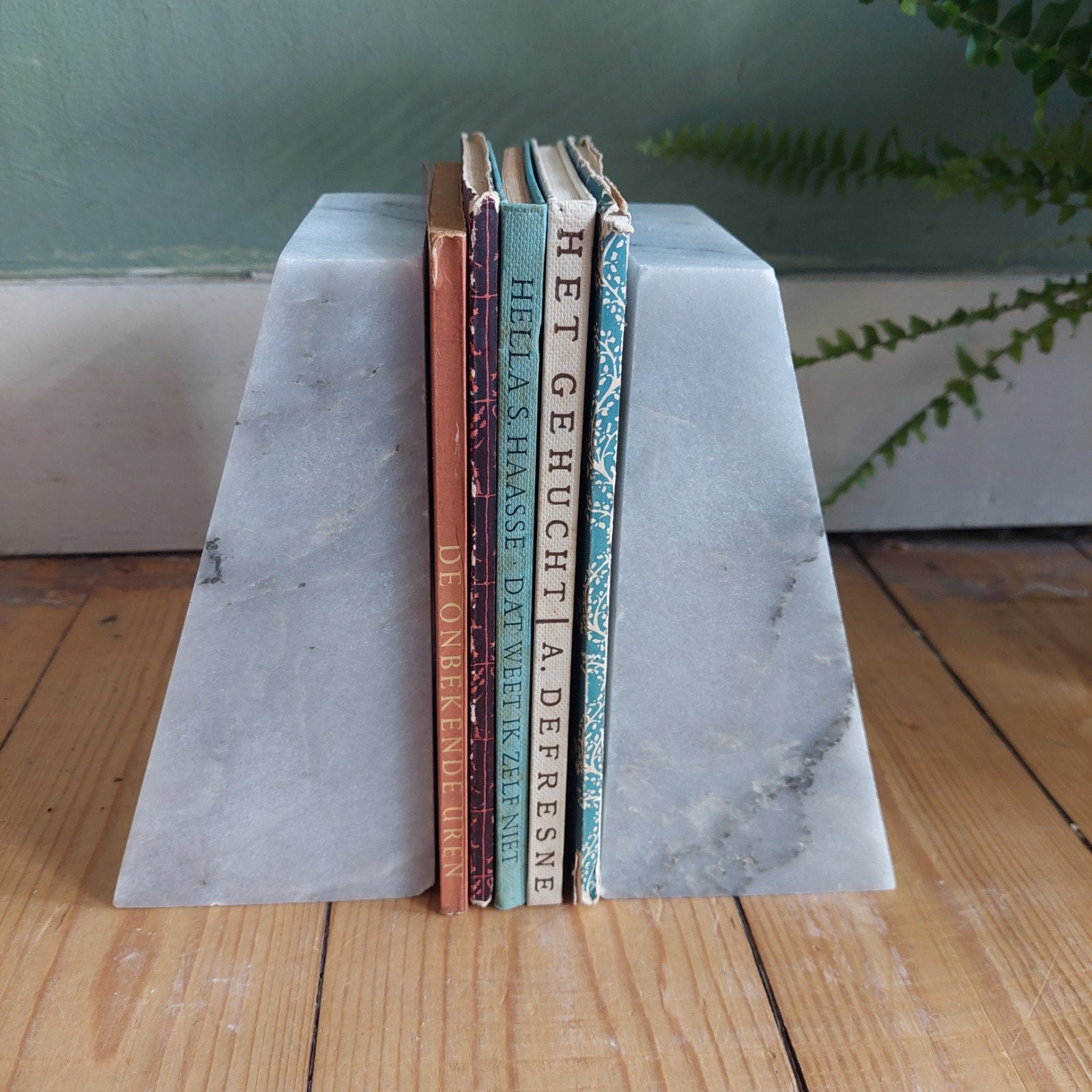 Stoned marmeren boekensteunen – Set van 2 – Wit & grijs, Ophalen of Verzenden, Huis en Inrichting