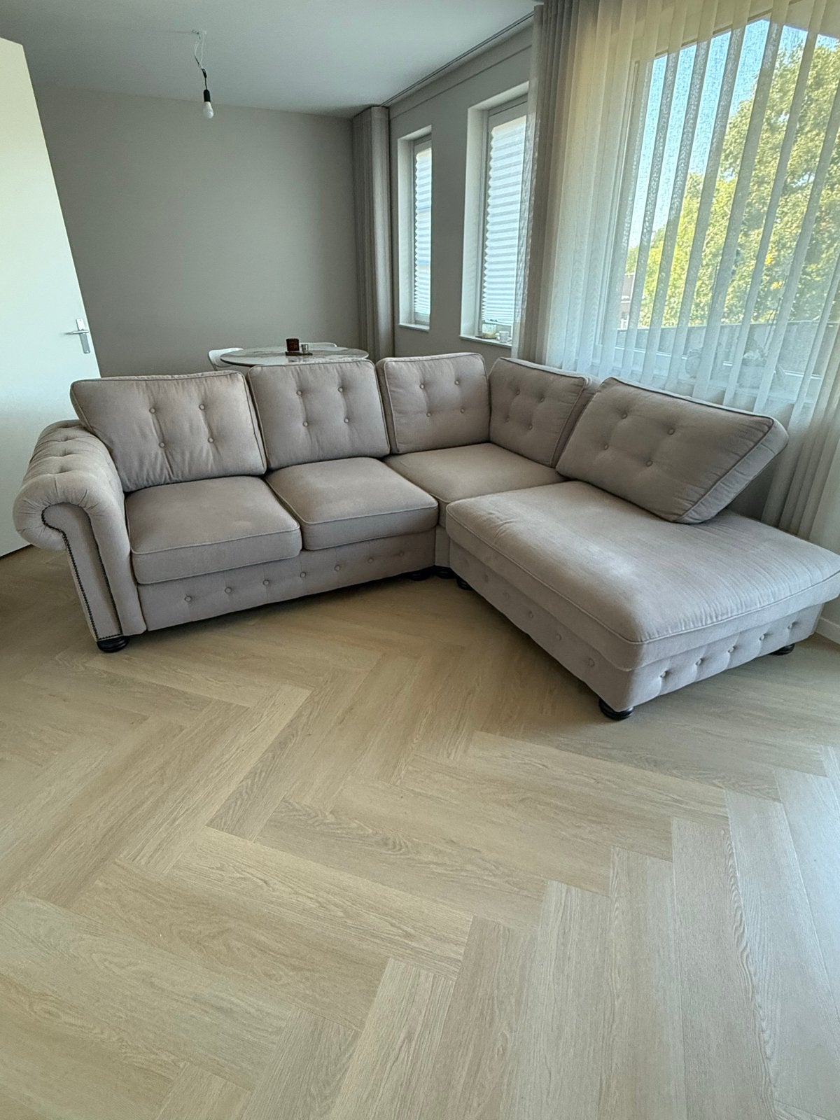 Mooie UrbanSofa San Remo hoekbank met eiland – zandkleur, Huis en Inrichting, Ophalen, 250 tot 300 cm, Urban sofa, 100 tot 125 cm