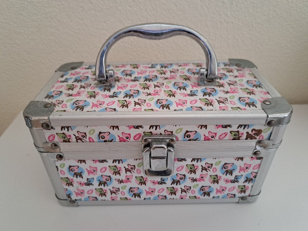 Leuk make-up koffertje beautycase spiegeltje dierenprint, Met slot, Ophalen of Verzenden, Zo goed als nieuw, Roze