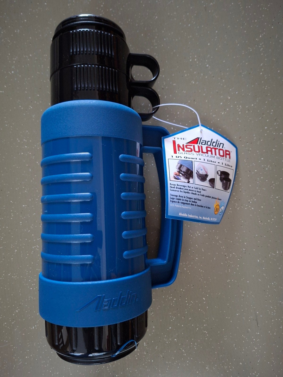 Aladdin Insulator Glazen Vacuümfles/thermosfles - 1 Liter Bl, Huis en Inrichting, Keuken | Keukenbenodigdheden, Nieuw, Ophalen of Verzenden