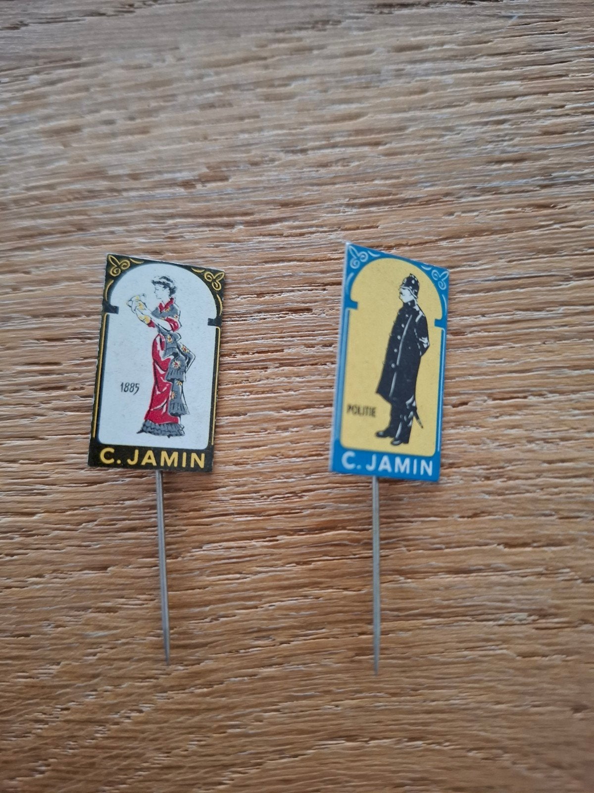 Vintage speldjes pins prikkers C Jamin reclame, Ophalen of Verzenden