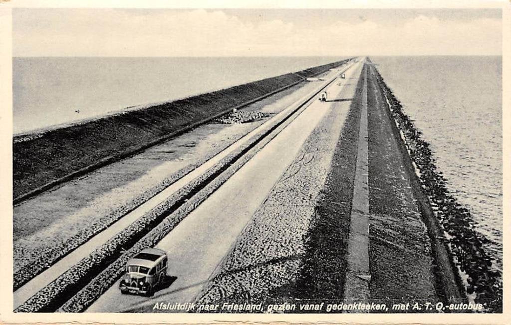 Wieringen Afsluitdijk naar Friesland A.T.O. auto bus, Verzenden, 1920 tot 1940, Gelopen, Friesland