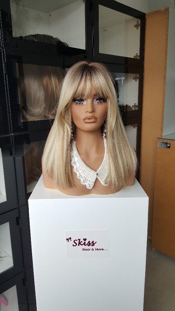 Pruik Pony/Lok: Gemixt Blond - Lange Boblijn - Stijl - 50cm, Ophalen of Verzenden, Nieuw, Pruik of Haarverlenging