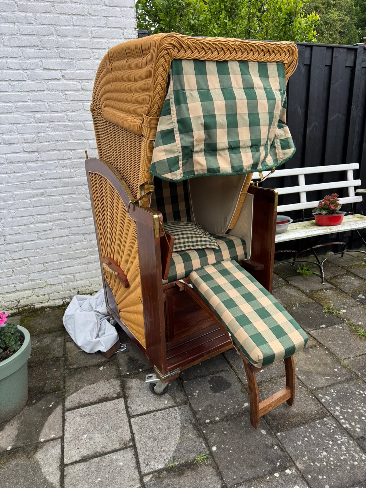Strand/tuinstoel, Tuin en Terras, Ophalen of Verzenden, Gebruikt, Hout, Verstelbaar