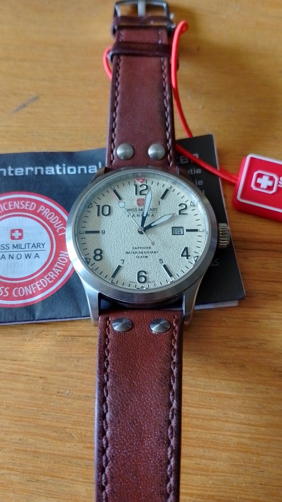 Hanowa Horloge  Swiss miletery., Overige merken, Leer, Staal, Polshorloge