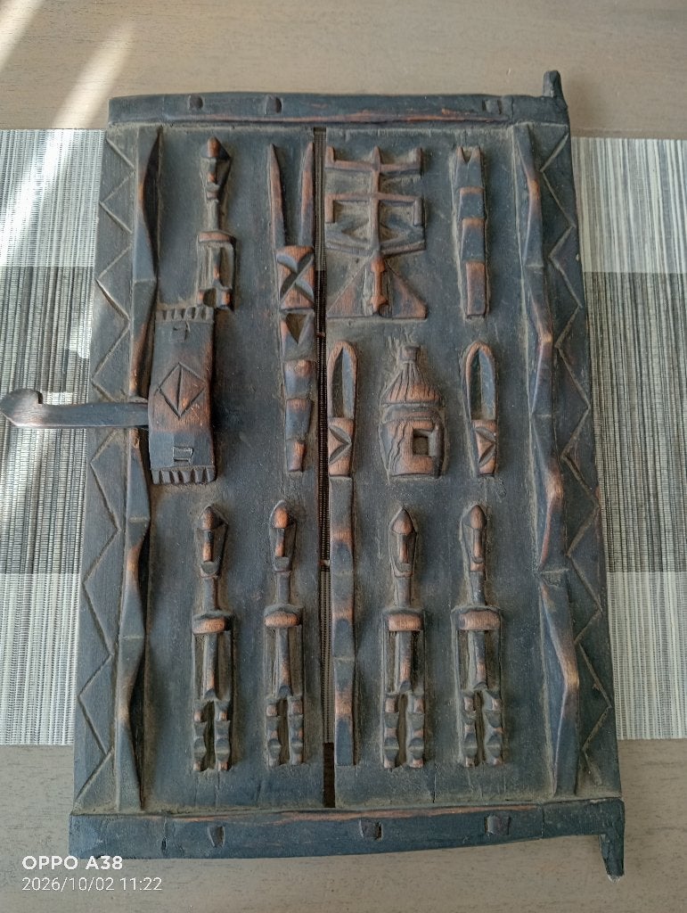 Dogon houtenzolderdeur uit Mali, Hout, Bruin, Afrika, 45 cm