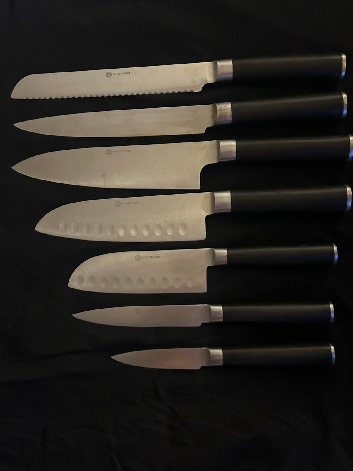 Messen set schulte ufer, Ophalen, Zo goed als nieuw, Rvs of Chroom, Messenset