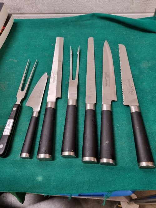messen set en vlees vorken, Huis en Inrichting, Keuken | Bestek, Ophalen of Verzenden, 'T Olde Gre-j, Info@toldegrej.nl, Endepoelstraat 20f Didam