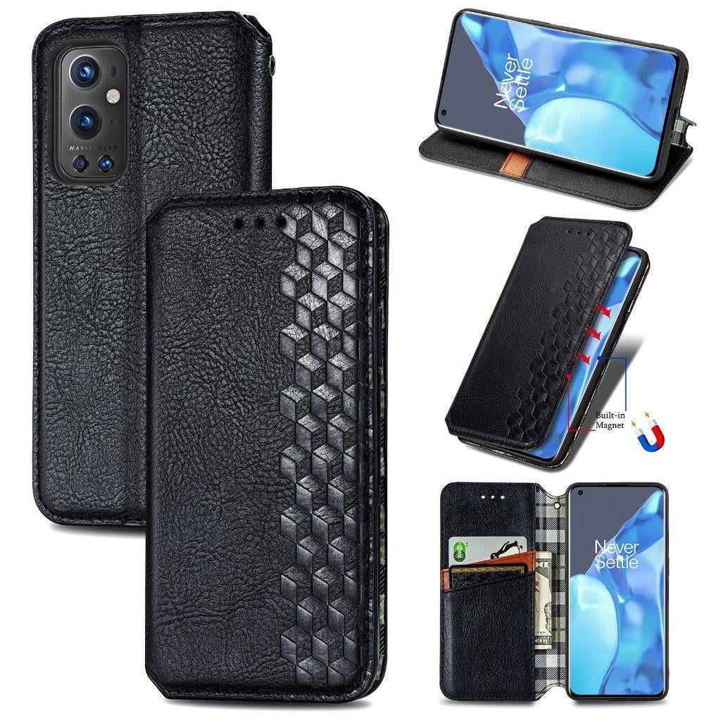 Luxe PU Lederen Wallet Case Set voor OnePlus 9 Pro _ Zwart, Verzenden, Nieuw, Hoesje of Tasje