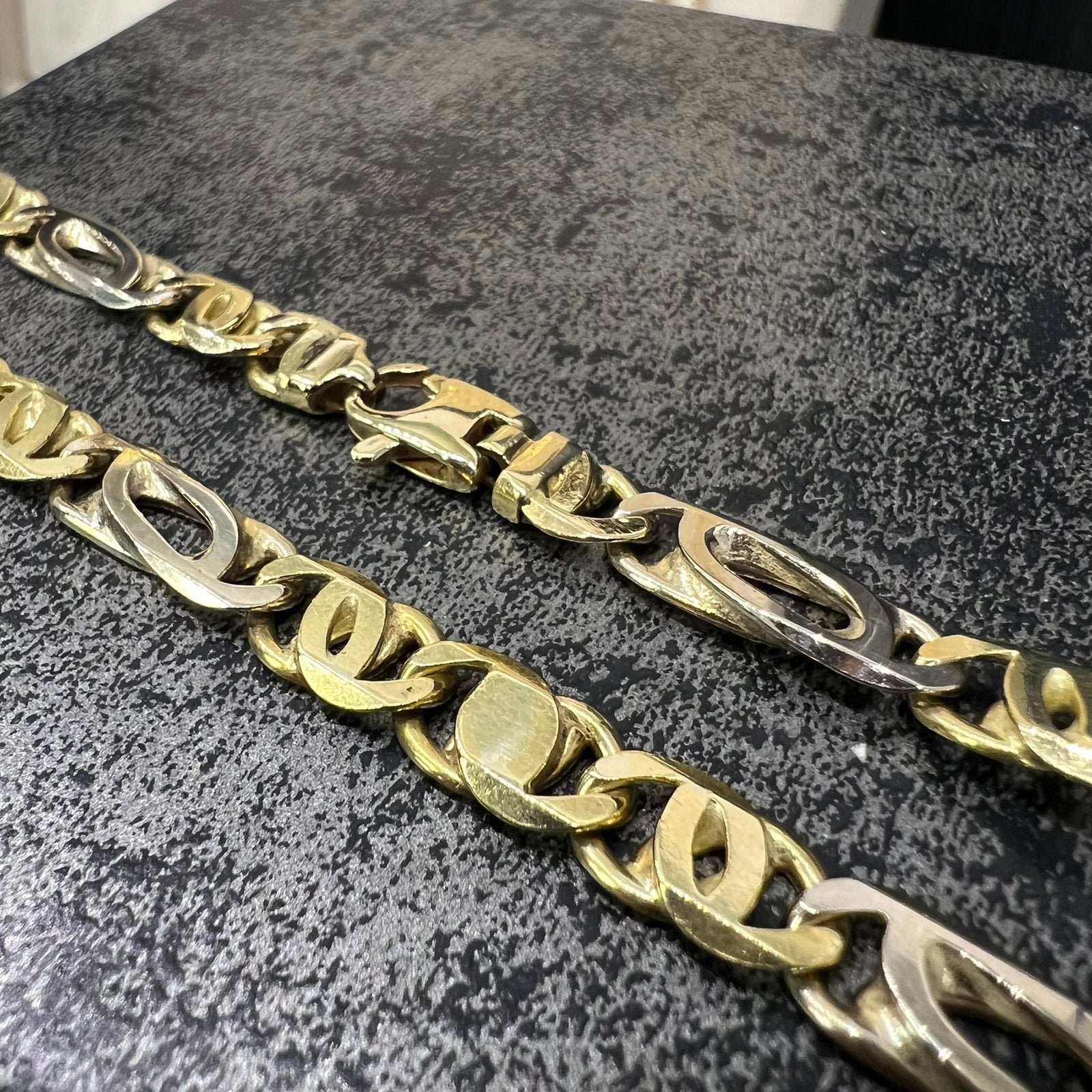 18k gouden ketting massief valkenoog schakel, Ophalen of Verzenden, Goud