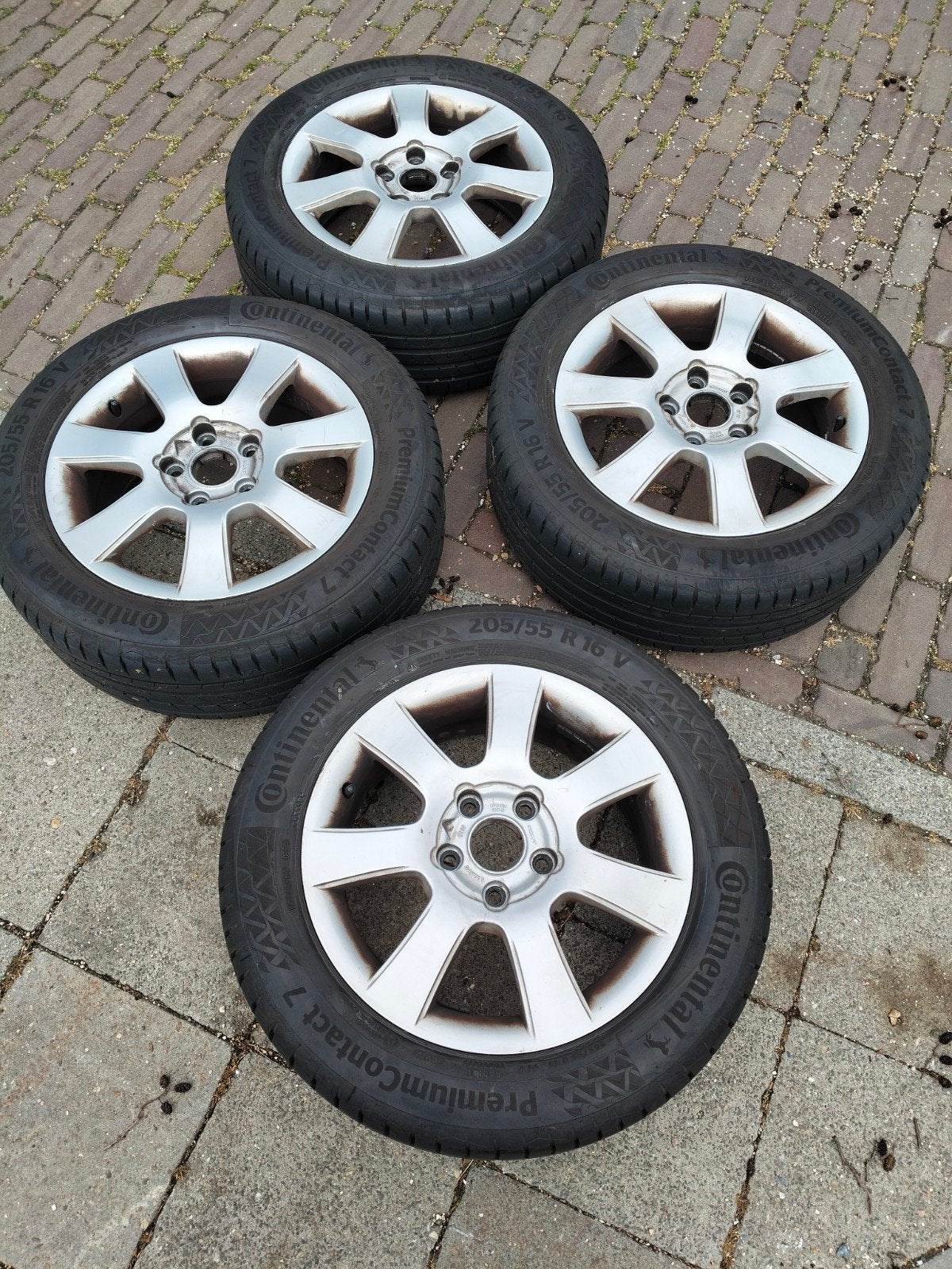 Seat velgen met Continental PremiumContact 7  205/55 R16, Auto-onderdelen, Ophalen, Gebruikt, 16 inch, Banden en Velgen