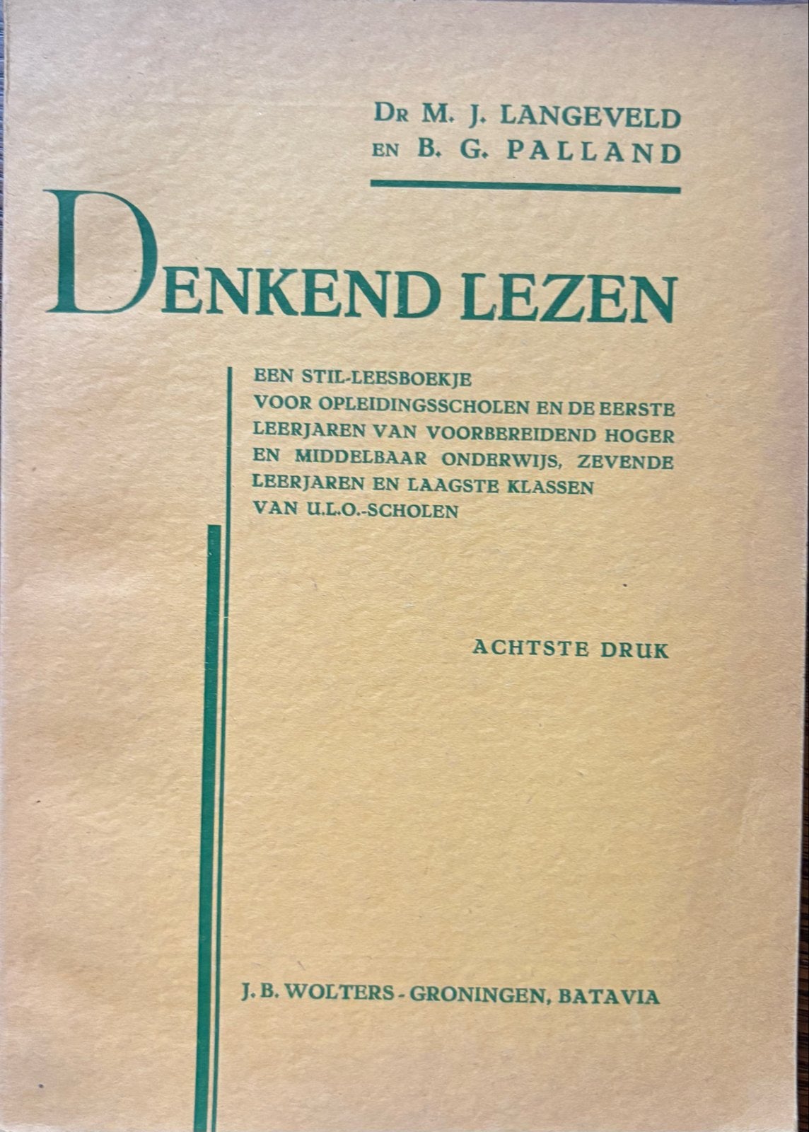 Denkend Lezen - Dr. M.J. Langeveld & B.G. Palland, Ophalen of Verzenden, Gelezen, Overige niveaus