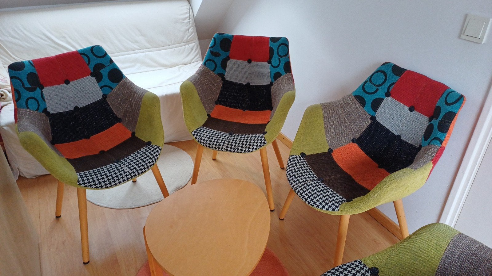 4x Patchworkstoelen van ZUIVER, Ophalen, Gebruikt, Blauw, Vier