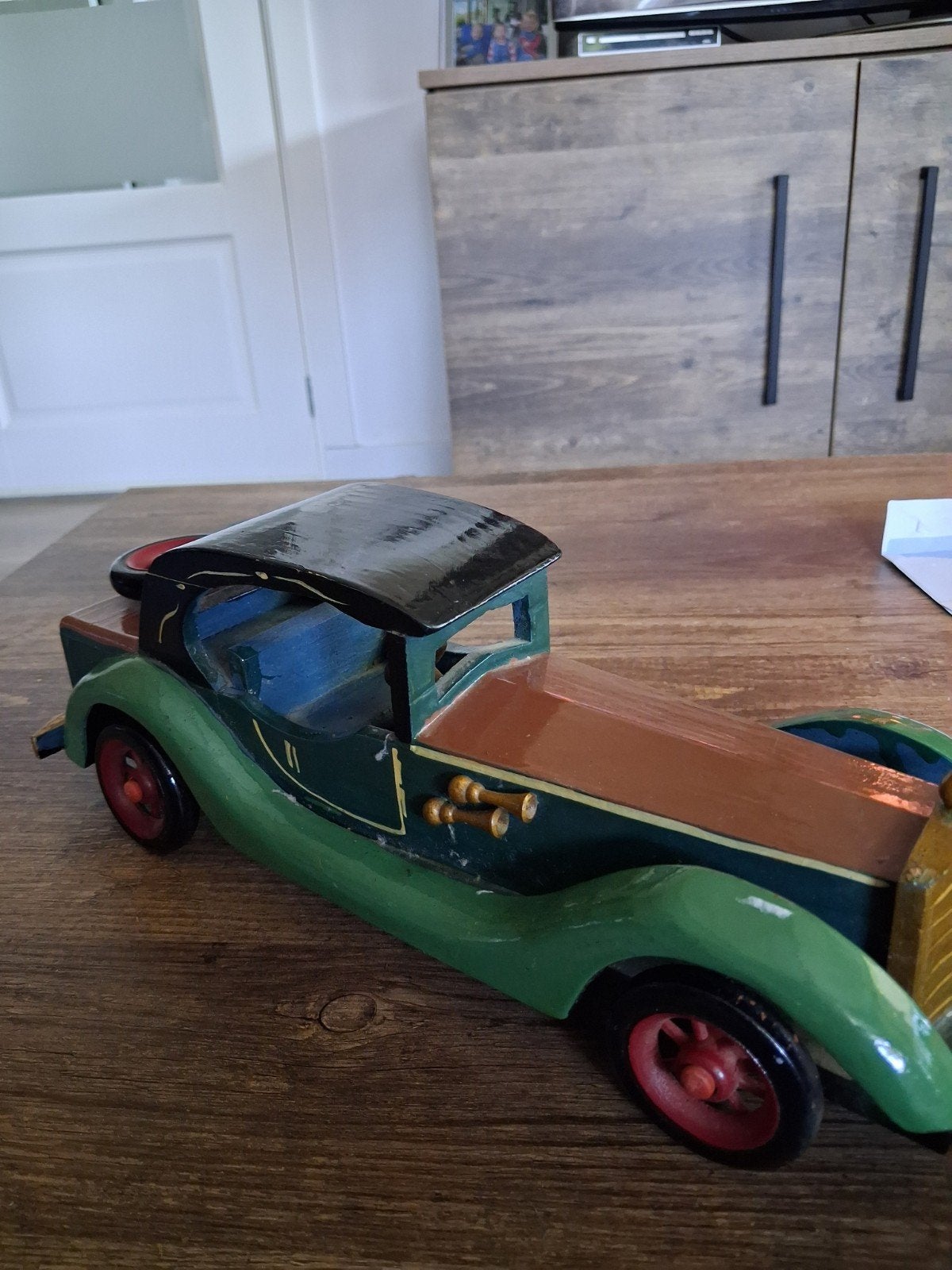 Vintage Houten Speelgoedauto - Handgemaakt Model, Ophalen of Verzenden, Gebruikt