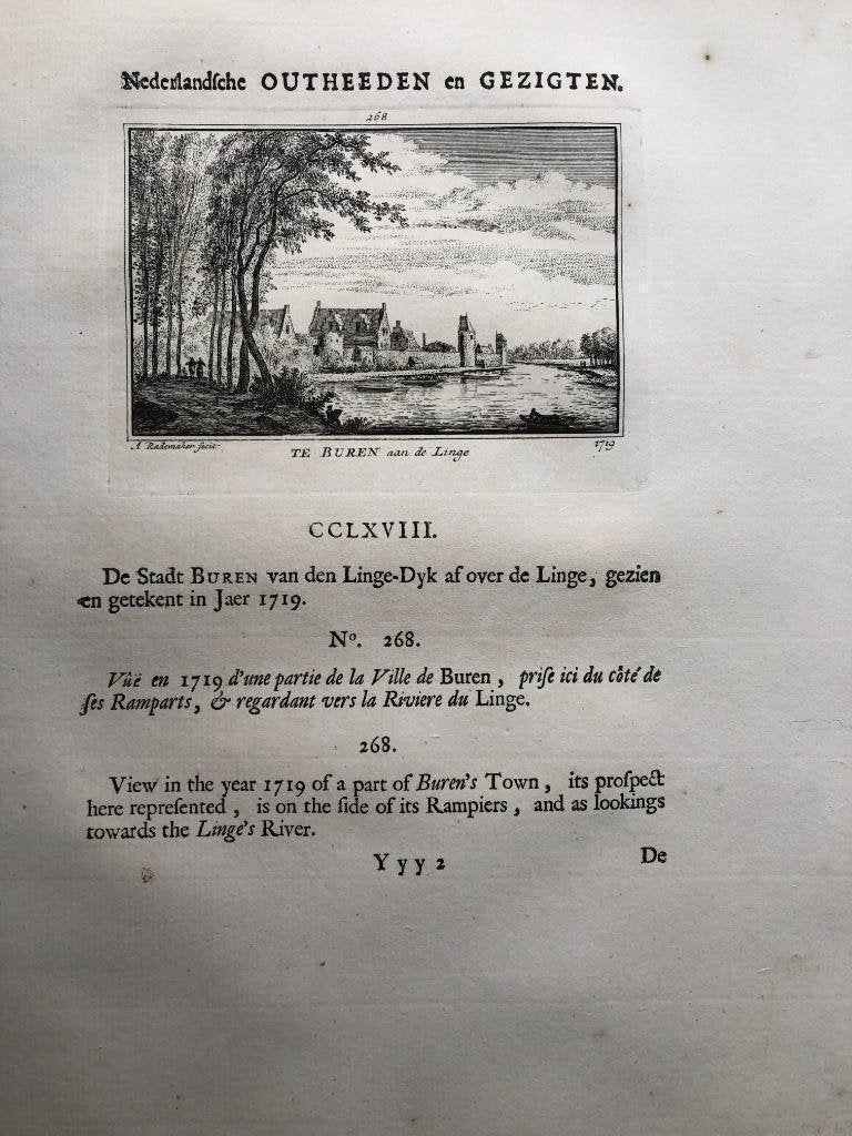 268 / Buuren - Buren aan de Linge Kopergravure 1733, Antiek en Kunst, Ophalen of Verzenden
