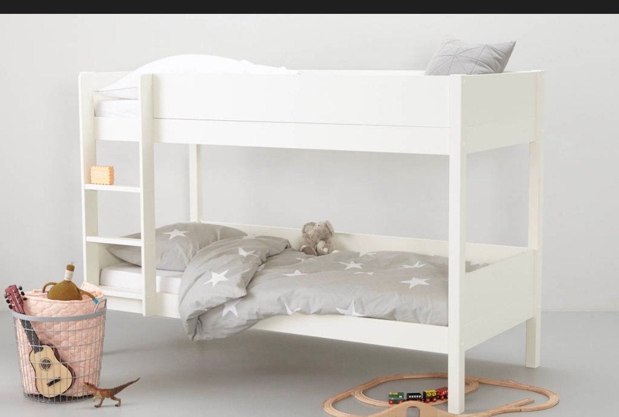 Wit stapelbed met opberglades - zo goed als nieuw, Ophalen, 90 cm, 160 tot 180 cm, Tweepersoons