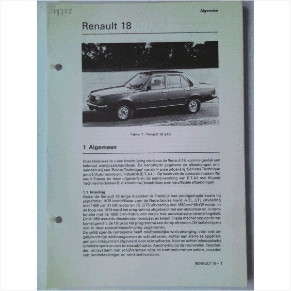 Renault 18 Vraagbaak losbladig #1 Nederlands, Ophalen of Verzenden, Gelezen, Renault
