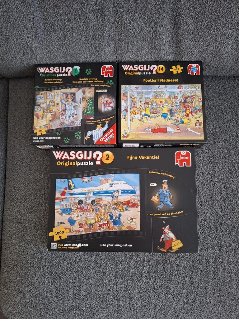 3 wasgij puzzels in 1 koop, Ophalen, 500 t/m 1500 stukjes, Zo goed als nieuw