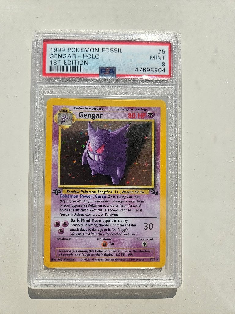 Gengar holo Fossil 1st edition PSA 9, Ophalen of Verzenden, Zo goed als nieuw