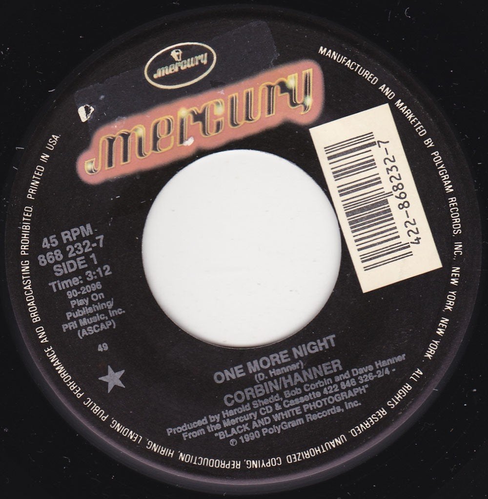 Corbin/Hanner - One More Night 7"45, Ophalen of Verzenden, Zo goed als nieuw, 7 inch, Country en Western