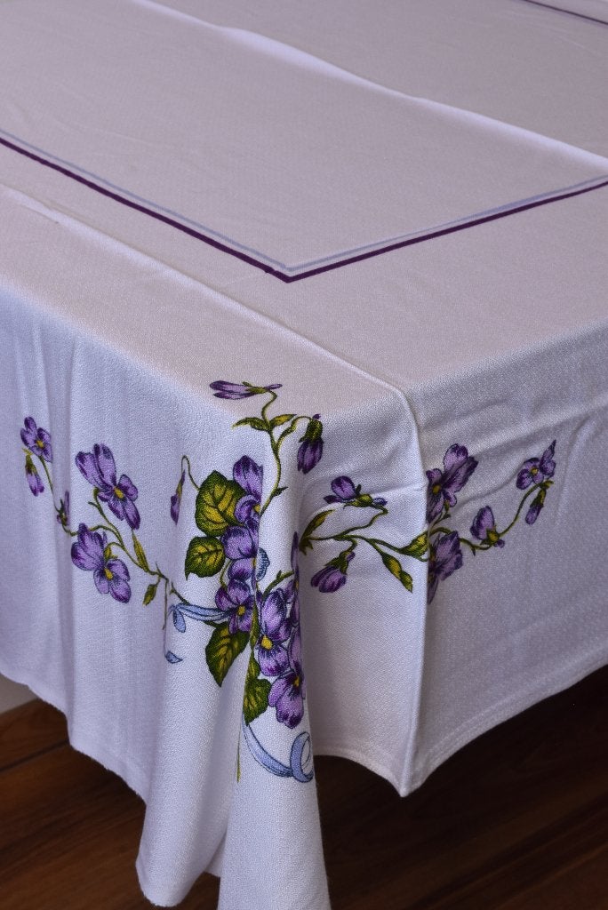 Groot retro vintage jaren 70 tafelkleed met 6 servetten, Ophalen of Verzenden, Zo goed als nieuw, Overige kleuren, Tafelkleed of Tafelzeil