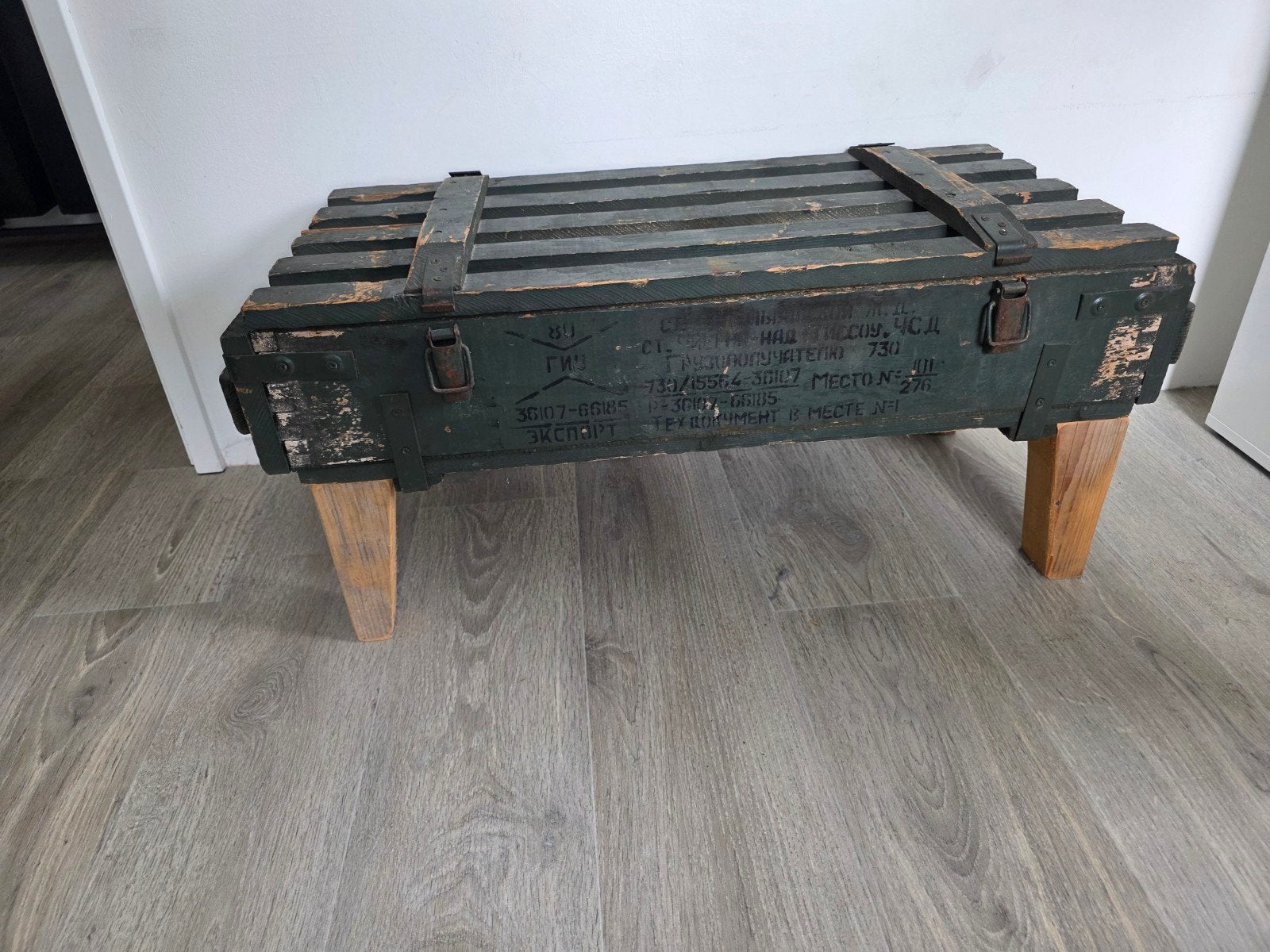 Stoere legerkist omgebouwd tot kastje/opberger, Ophalen, Minder dan 50 cm, Gebruikt, 50 tot 100 cm