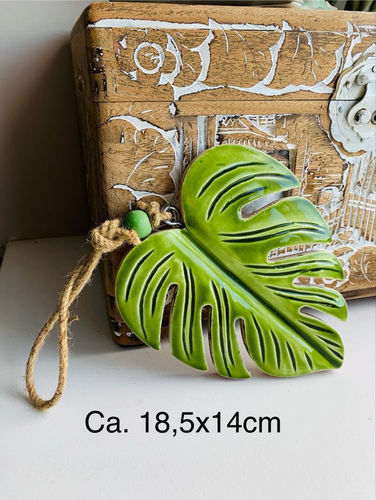 Groen Monstera Blad Decoratie Hanger, Groen, Hout, Boho, Nieuw