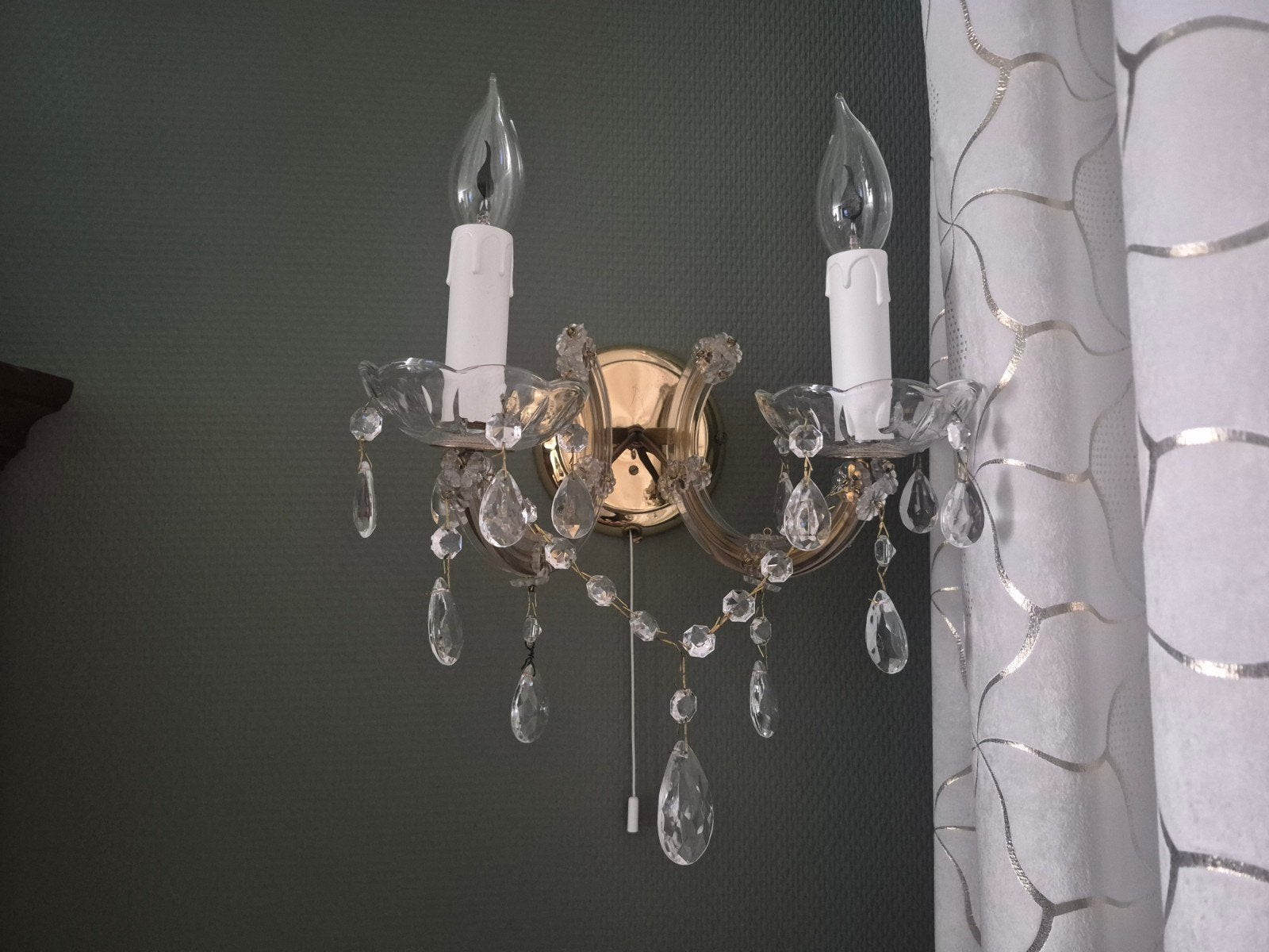 kristallen kroonluchters & wandlampen set (2 stuks), Ophalen, E14 (klein), Zo goed als nieuw, Wandlamp