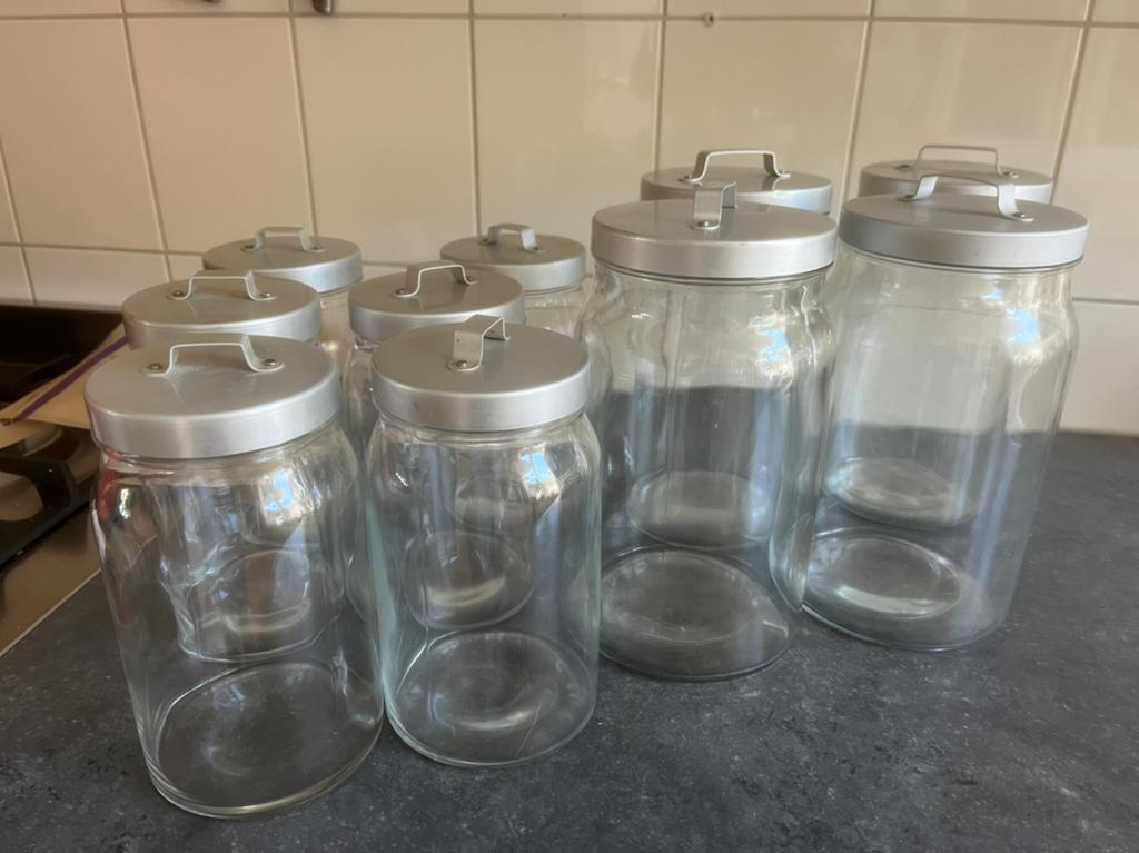 Glazen vintage ikea voorraadpotten, Ophalen, Zo goed als nieuw, Glas, Pot, Bus of Blik