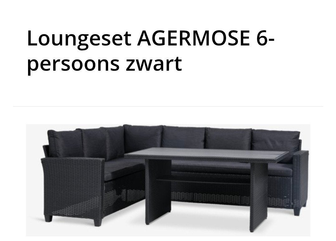 6-persoons loungeset met hoekbank en tafel.
Inclusief comfor, Ophalen