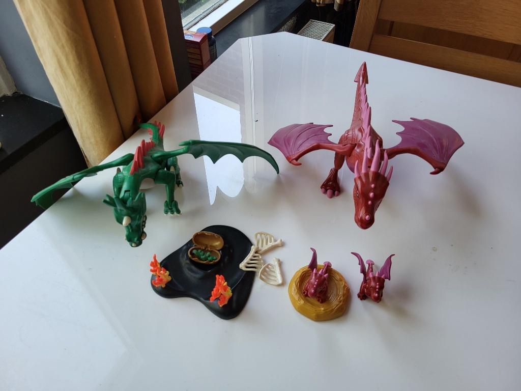 Draken Familie Groen en roze, Kinderen en Baby's, Speelgoed | Playmobil, Ophalen, Zo goed als nieuw, Los playmobil