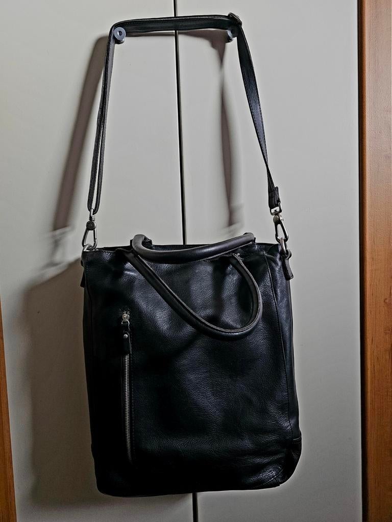Grote damestas zwart leer Cowboysbag, Ophalen of Verzenden, Zo goed als nieuw, Zwart, Overige typen