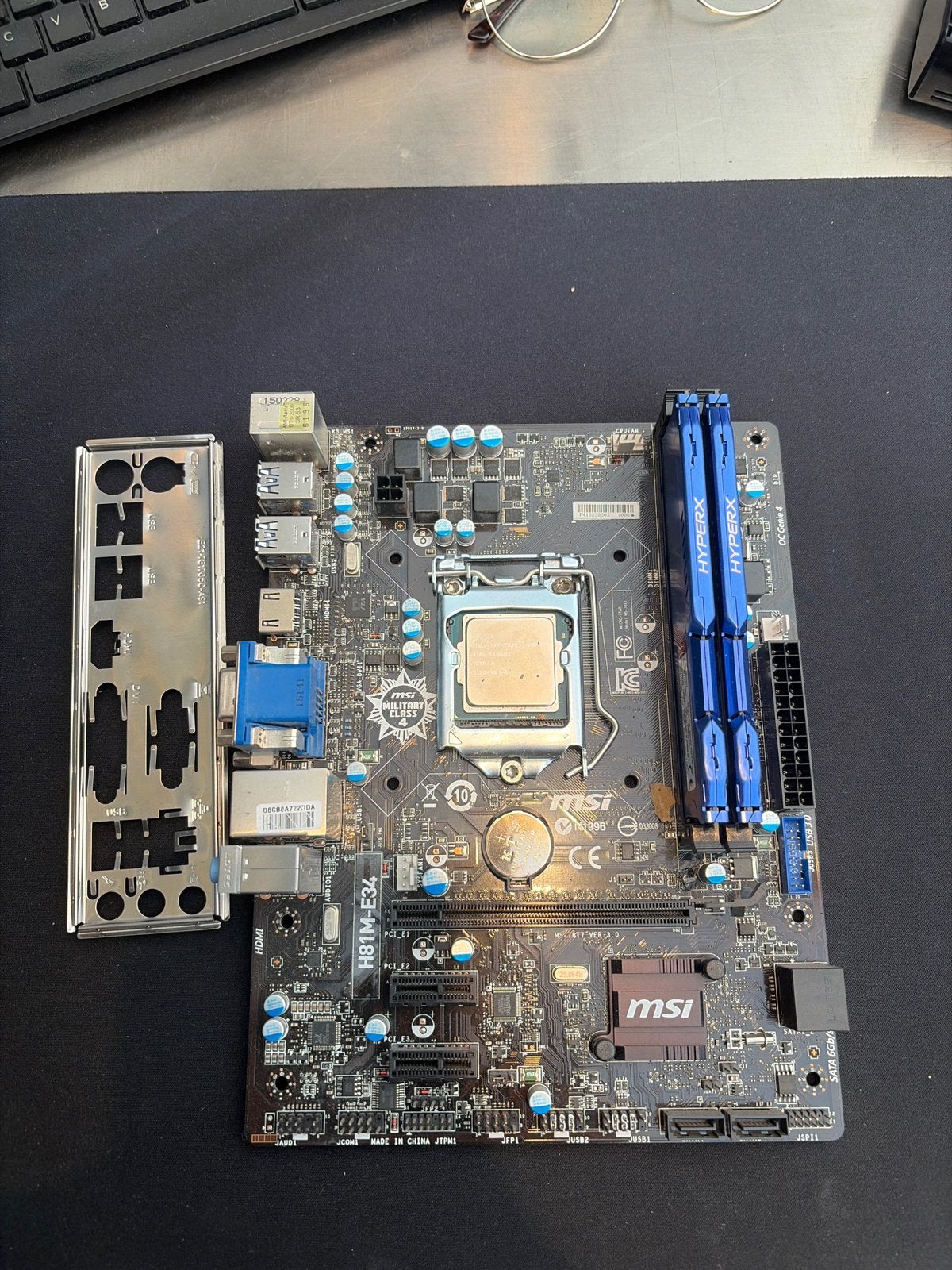 MSI H81M-E34 Moederbord + CPU + Kingston HyperX RAM + I/O, Ophalen of Verzenden, Zo goed als nieuw, DDR3