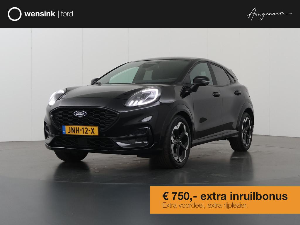 Ford Puma 1.0 EcoBoost Hybrid ST-Line X | Trekhaak | Facelif, Auto's, Leder en Stof, Zwart, Bedrijf, 155 pk
