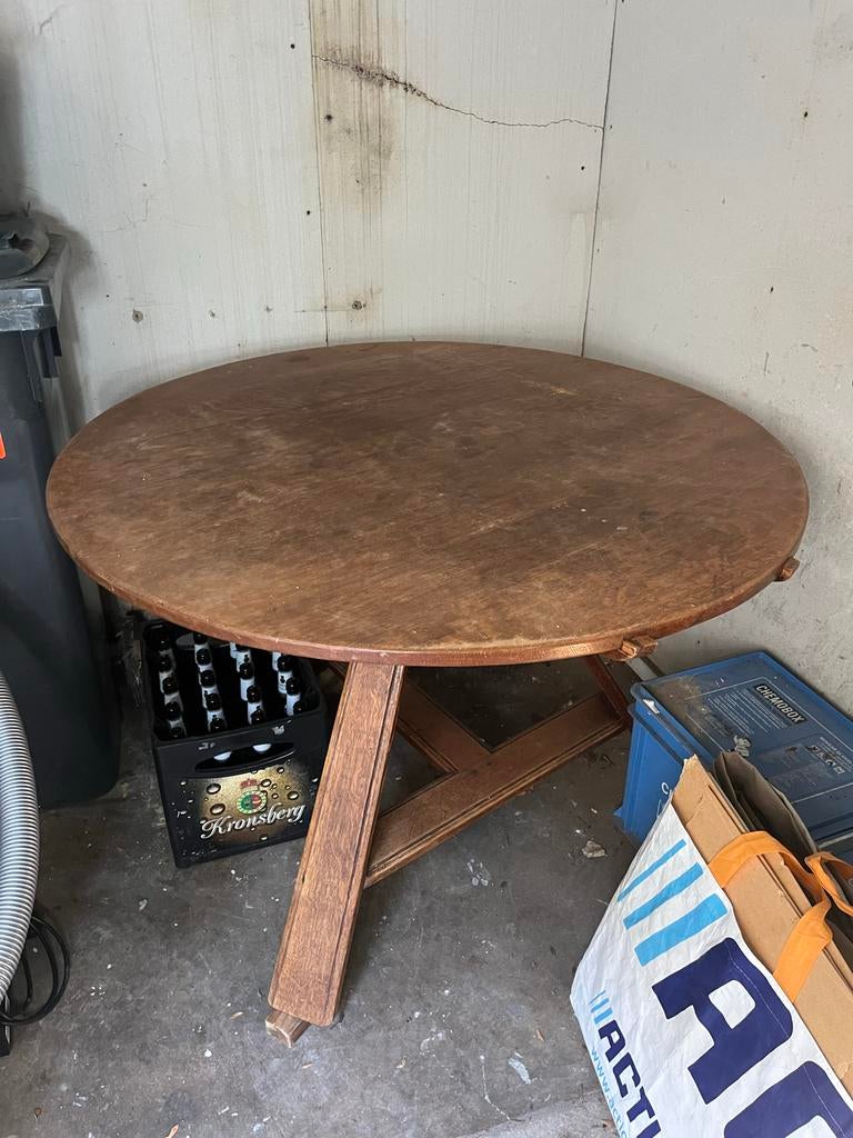 Antieke ronde houten tafel, Antiek en Kunst, Ophalen