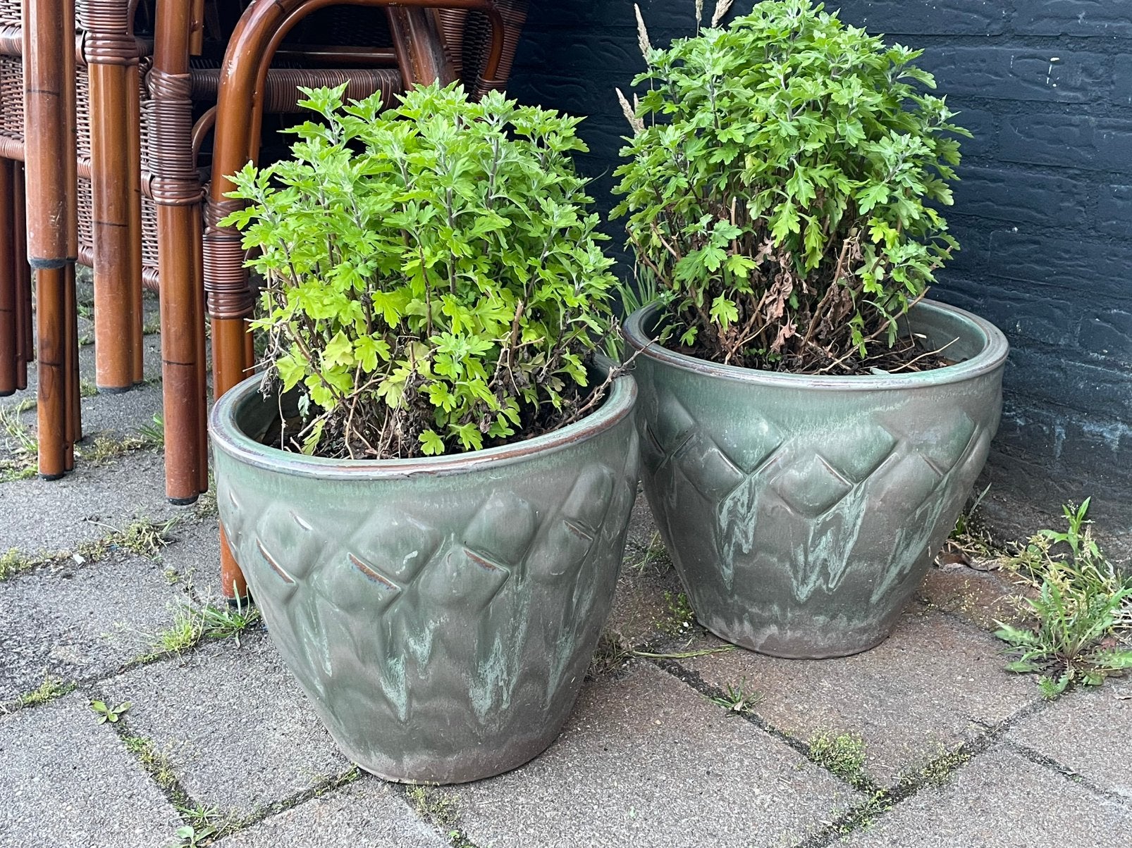 Twee Bloembakken / Plantenbakken, Tuin en Terras, Bloembakken en Plantenbakken, Ophalen, Kunststof, Gebruikt, Minder dan 30 cm