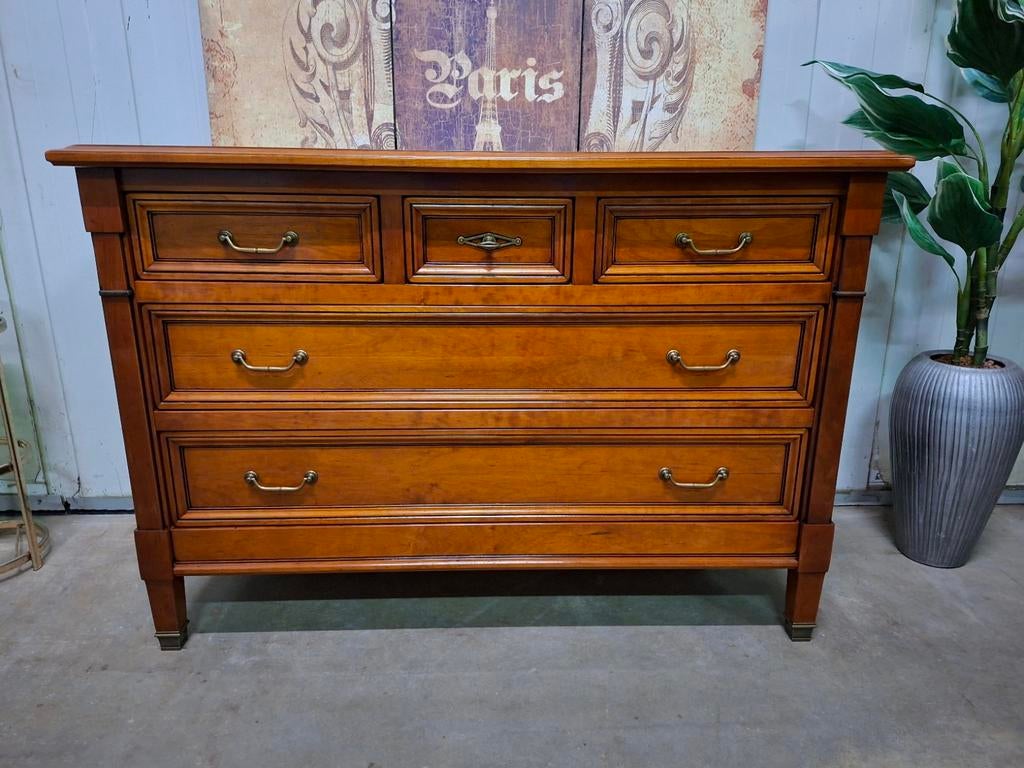 Klassiek Frans Kersen Houten commode,  ladekast, dressoir,, Ophalen of Verzenden, 25 tot 50 cm, Minder dan 100 cm