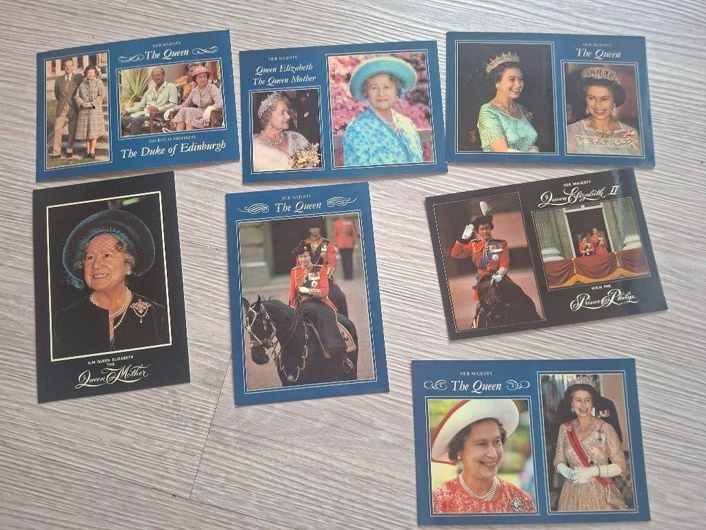 7 x queen elizabeth II...queen mum, Verzenden, Gebruikt, Buitenland, Kaart, Foto of Prent