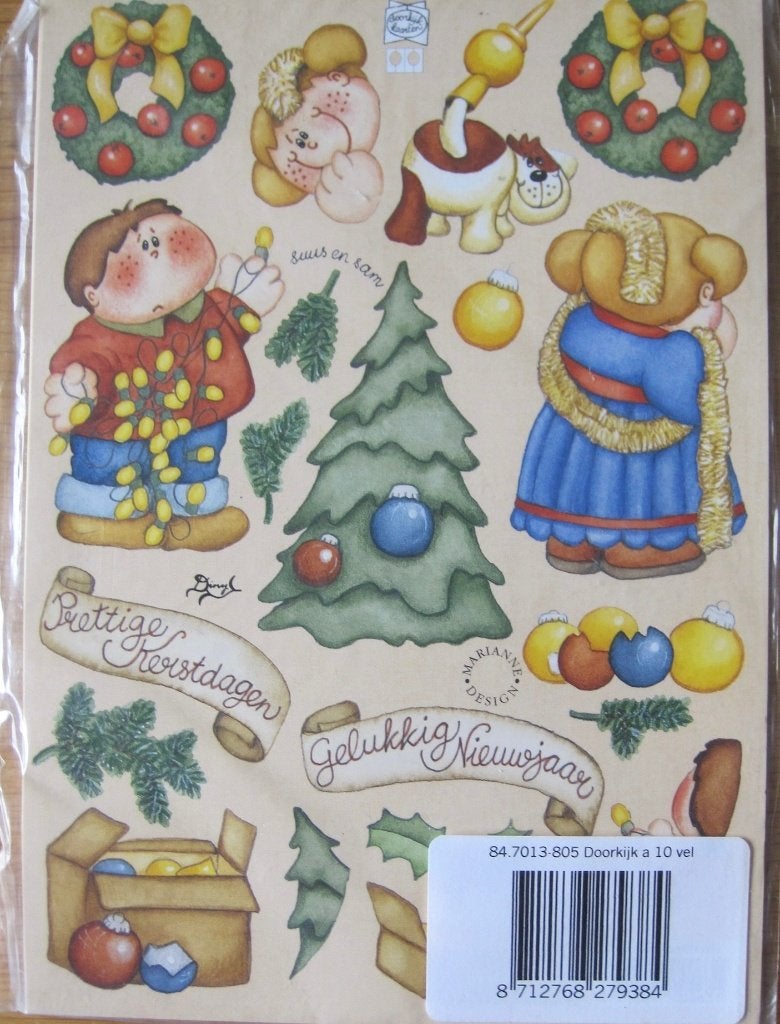 setje van 10 knipvellen met kerstmotief van Suus en Sam, Ophalen of Verzenden, Nieuw, Kerst, Knipvel