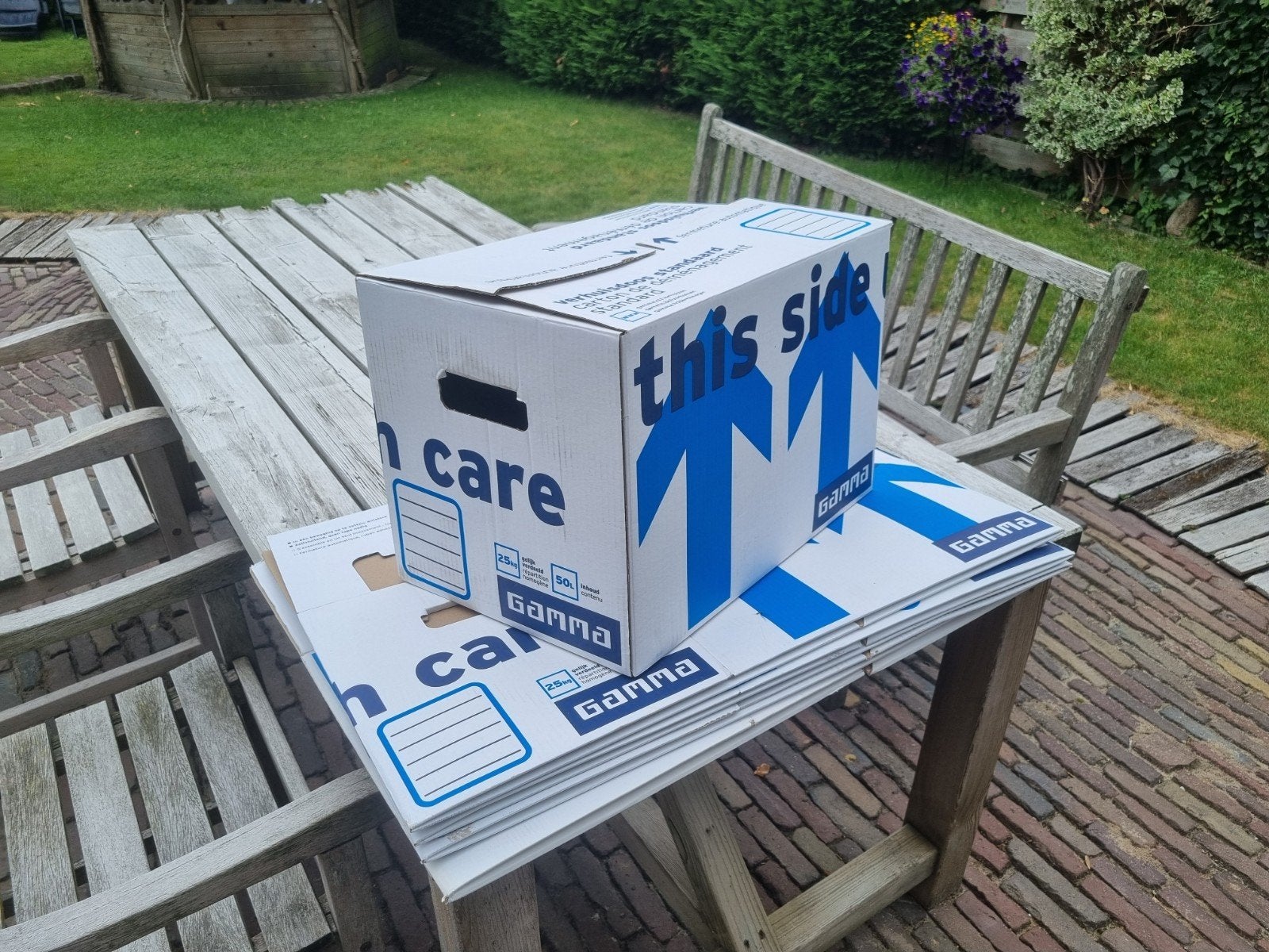 5x Gamma verhuisdoos 50L - Zo goed als nieuw, Doe-het-zelf en Verbouw, Ophalen, Doos, Opvouwbaar, Minder dan 35 cm